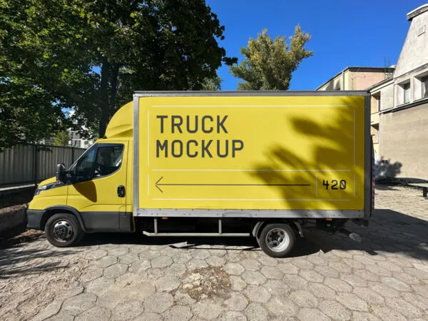 Side View of Box Truck Mockup 1