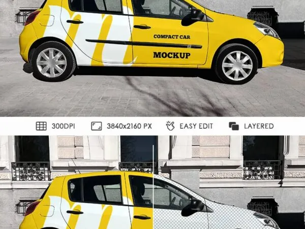 Side View of Compact Car Mockup 1