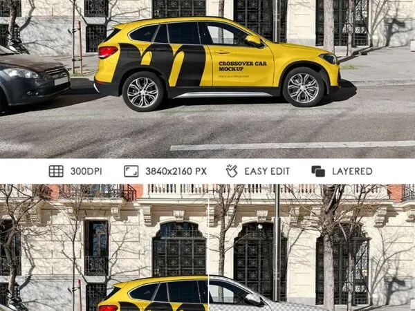 Side View of Crossover Car Mockup 1