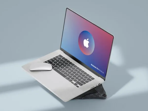 Side View of MacBook Pro Mockup in Sunbeam Aura 1