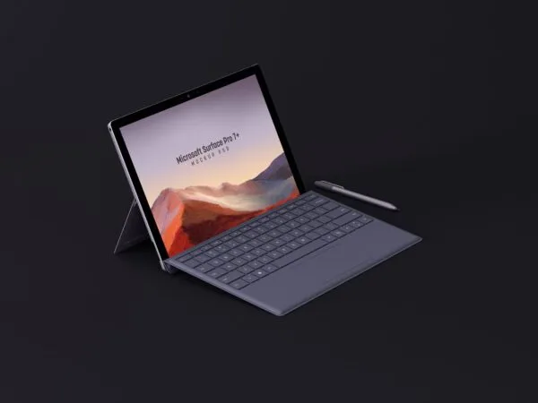 Side View of Microsoft Surface Pro 7 Mockup 1