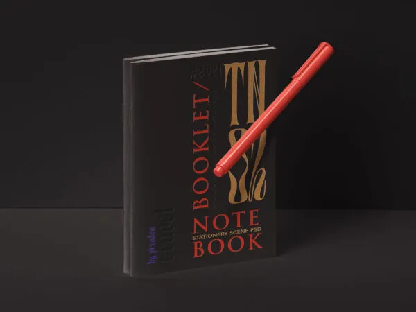 Side View of Modern Stationery Notebook Mockup Set 1 1