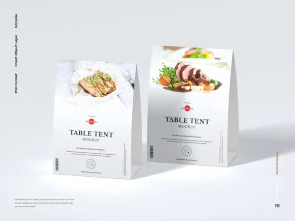 Side View of Modern Table Tent Mockup 1