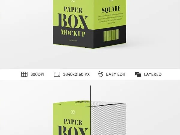 Side View of Paper Box Packaging Mockup 1
