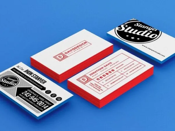 Side View of Stack of Business Cards Mockup 1