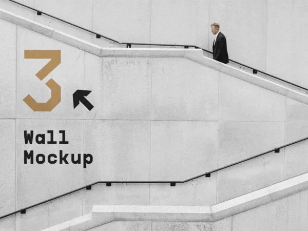 Side View of Stair Wall With a Man Climbing Mockup 1