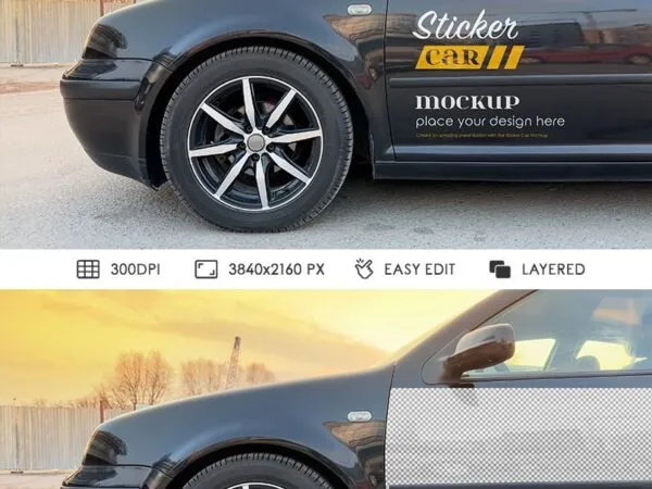Side View of Sticker Car Mockup 1