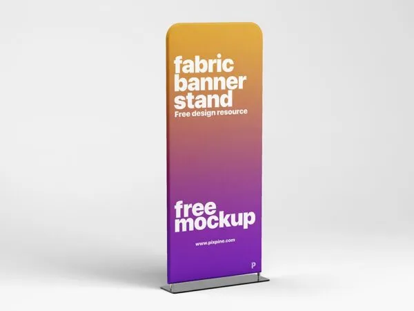 Side View of Vertical Fabric Banner Stand Mockup 1