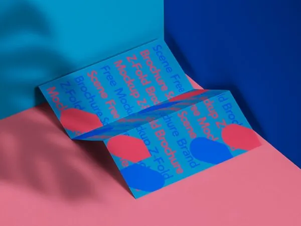 Side View of Z Fold Brochure Mockup 1