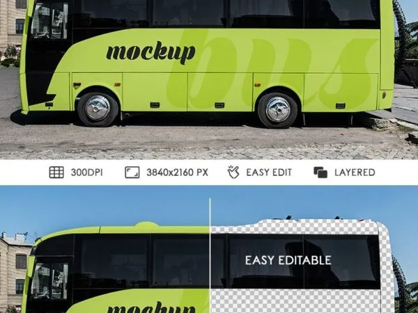 Side View of a Bus Banner Mockup 1