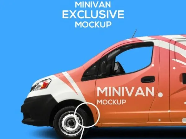 Side View of a Minivan Mockup 1