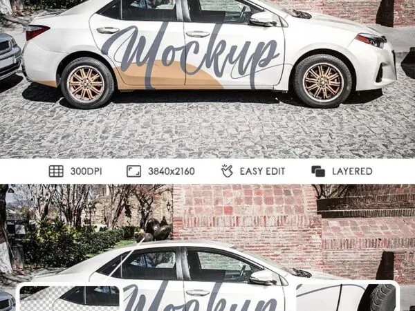 Side View of a Parked Car Mockup 1