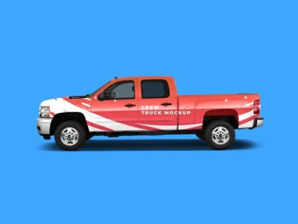 Side View of a Realistic Crew Truck Mockup 1