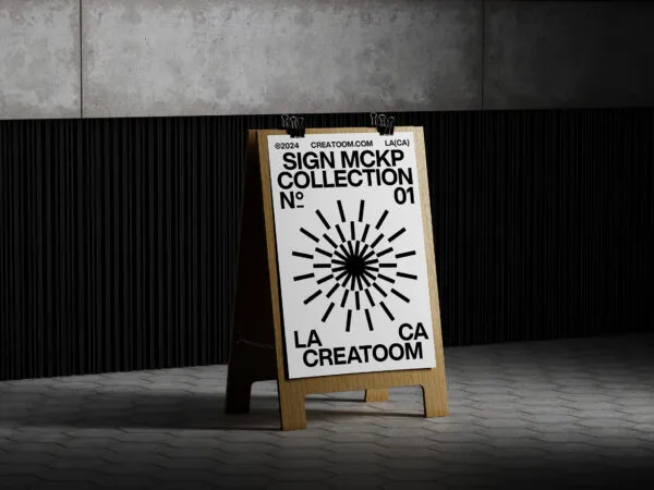 Sidewalk Sandwich Board Mockup in Perspective View 1