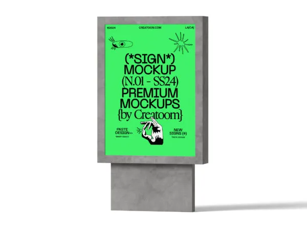 Signboard Display Poster Mockup in Front View 1