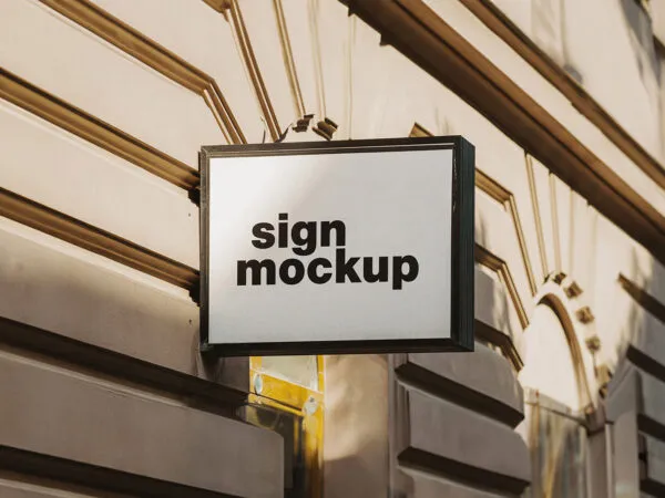 Signboard Mockup on Building Wall 1