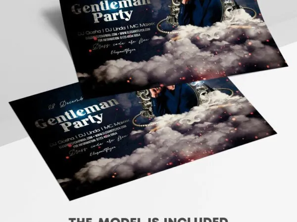 Silver Cloudy Luxurious Gentlemans Night Party Flyer Template 1