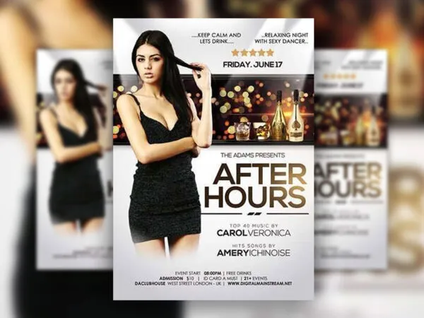 Simple After Hours Party Nightclub Flyer Template 1