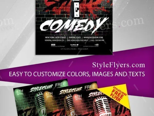 Simple Artistic Comedy Show Flyer Template 1