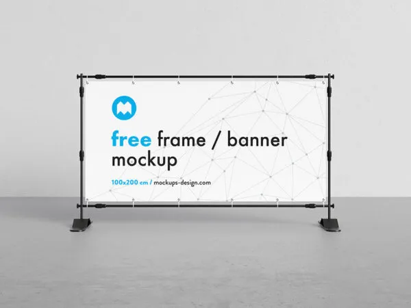 Simple Banner Frame Stand White Background Mockup 1