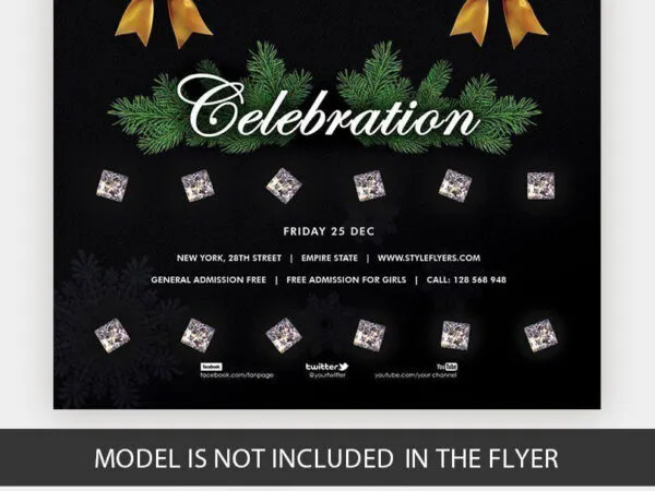 Simple Black Merry Christmas Celebration Flyer Template 1