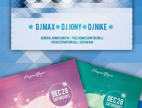 Simple Blue Winter Party Club Flyer Template 1