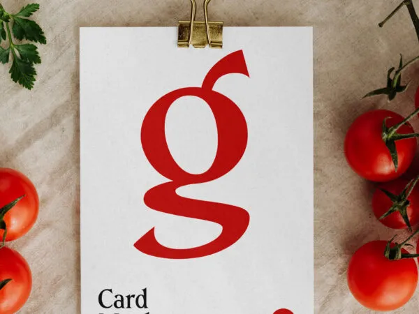 Simple Card on the Kitchen Table with Vegetables Mockup 1