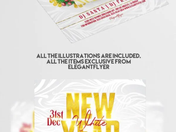 Simple Clean Festive White New Year Party Flyer Template 1