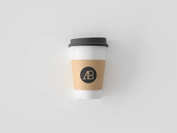 Simple Coffee Cup Wearing Black Lid Mockup 1