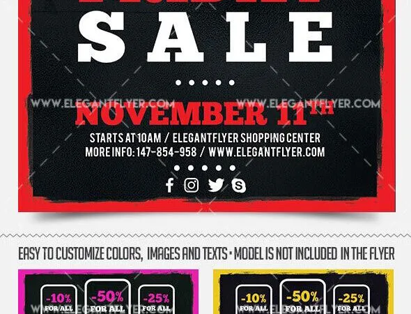 Simple Dark Black Friday Flyer and Facebook Cover Template 1