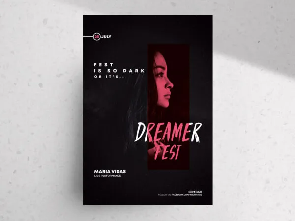 Simple Dark Fest Flyer Template 1
