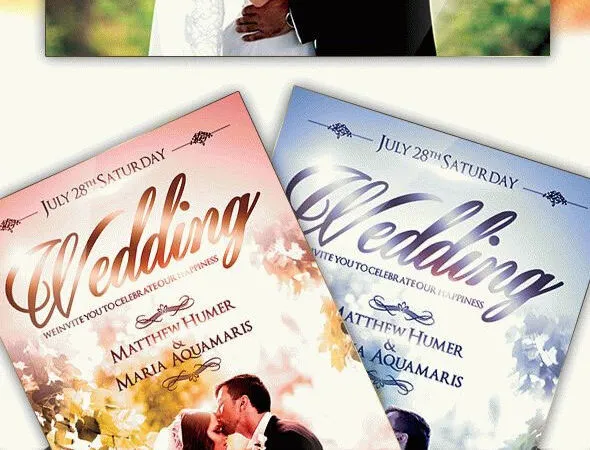 Simple Glowy Wedding Flyer and Facebook Cover Templates 1