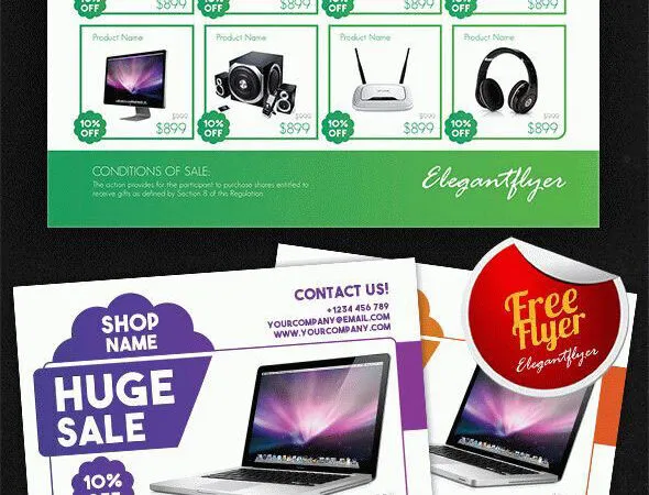 Simple Grid Product Promotion Flyer Template and Facebook Cover 1