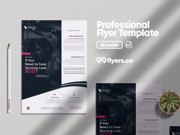 Simple Gym Fitness Flyer Template 1