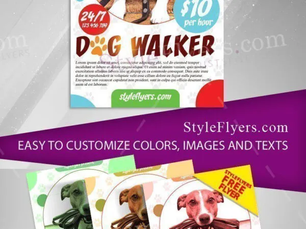 Simple Modern Dog Walker Flyer Template 1