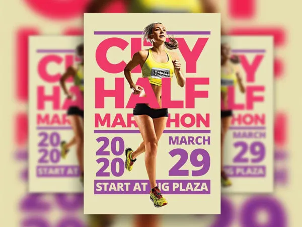 Simple Modern Marathon Flyer Template 1