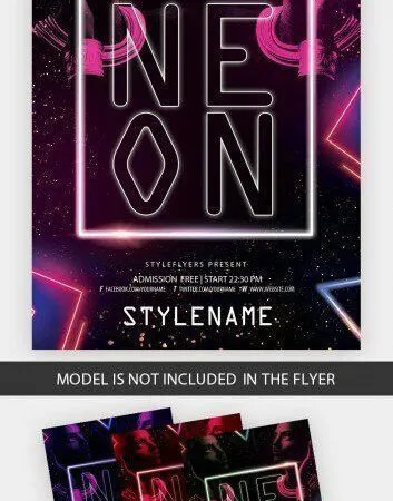 Simple Neon Glitter Event Flyer Template 1