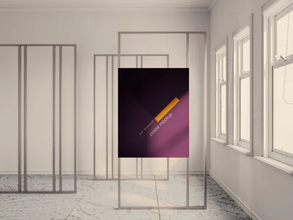 Simple Poster Mockup Featuring Window Lights 1