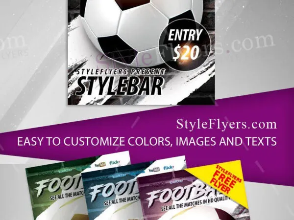 Simple Soccer Match Sport Flyer Template Against Brick Background 1
