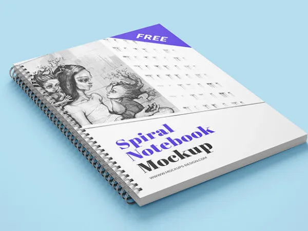 Simple Spiral Notebook Cover and Page Layout Mockup 1