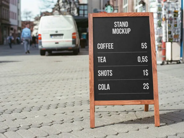 Simple Stand Sign on Street Mockup 1