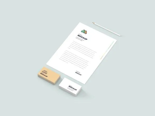 Simple Stationery Mockup in Perspective View 1