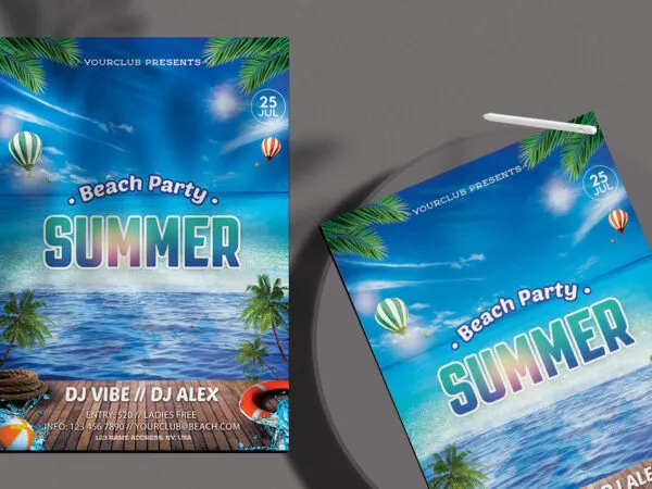 Simple Tropical Beach Party Flyer Template 1