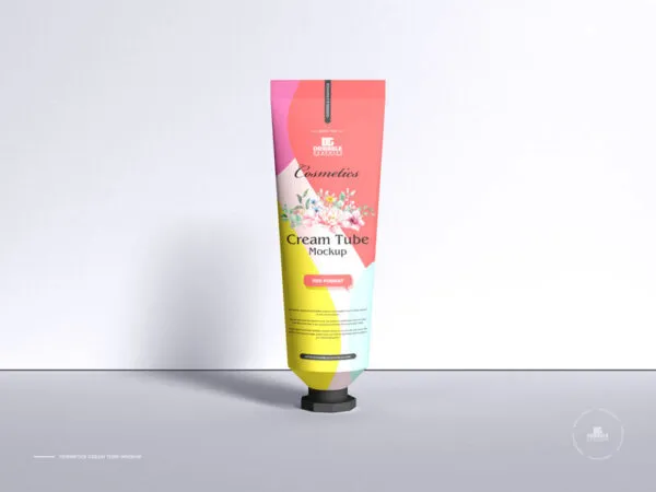Single Cosmetics Cream Tube Mockup Standing on Its Head 1