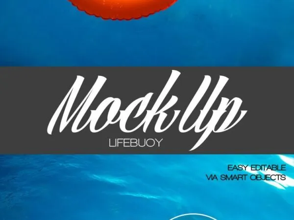 Single Lifebuoy Ring Mockup in the Water 1