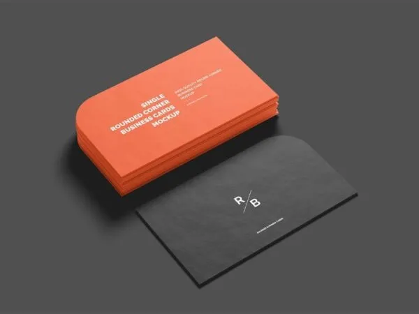 Single Rounded Corner Business Card Mockup in 4 Different Sights 1 1