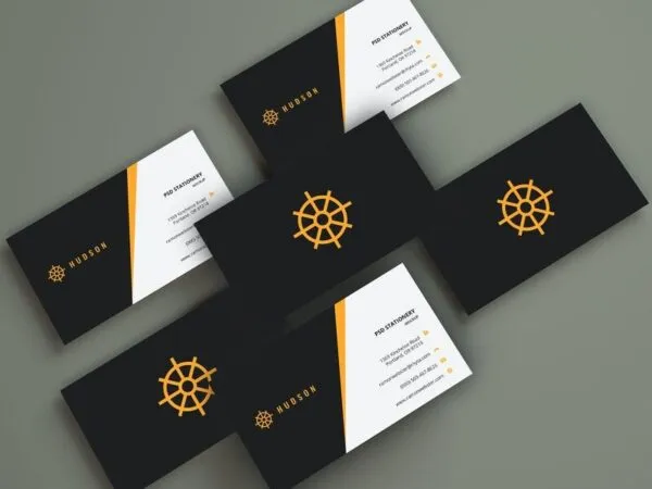 Six Business Cards With Front and Back View Mockup 1