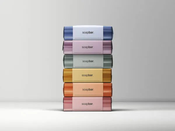 Six Soap Bars Packaging Stacked on Each Other Mockup 1