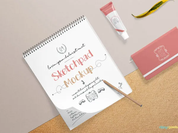 Sketchbook on a Split Background Mockup 1