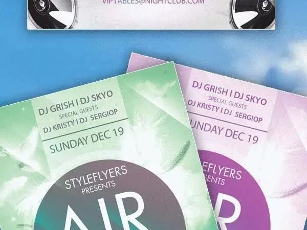 Sky and Birds Circle Open Air Party Flyer Template 1